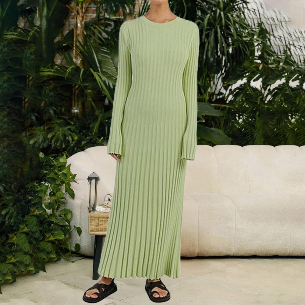 Ribbed Knit Dress Women's Long - Bodycon Long Sleeve Ribbed Dress recension och pris