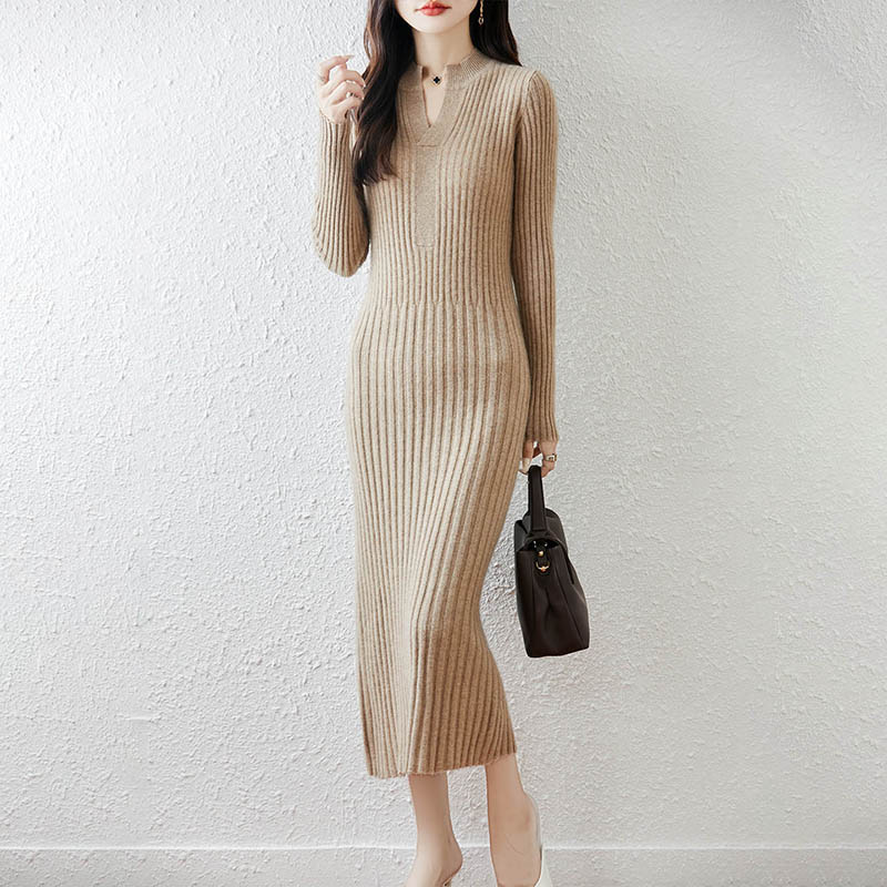 Smart Minimalist Ribbed 2025 W - Bodycon Long Sleeve Ribbed Dress recension och pris
