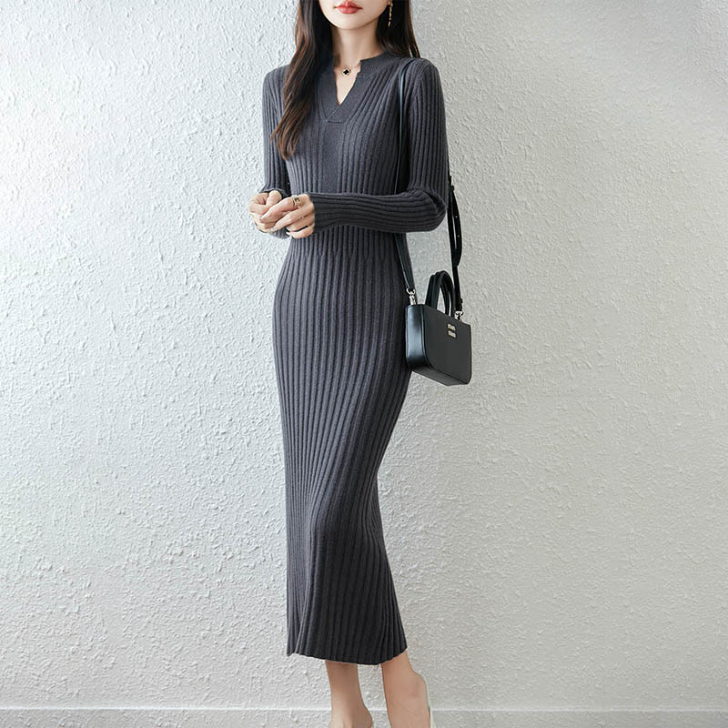 Smart Minimalist Ribbed 2025 W - Bodycon Long Sleeve Ribbed Dress recension och pris