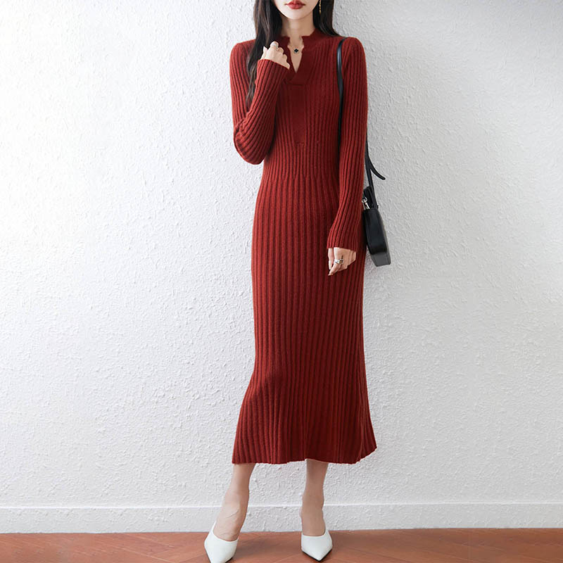 Smart Minimalist Ribbed 2025 W - Bodycon Long Sleeve Ribbed Dress recension och pris