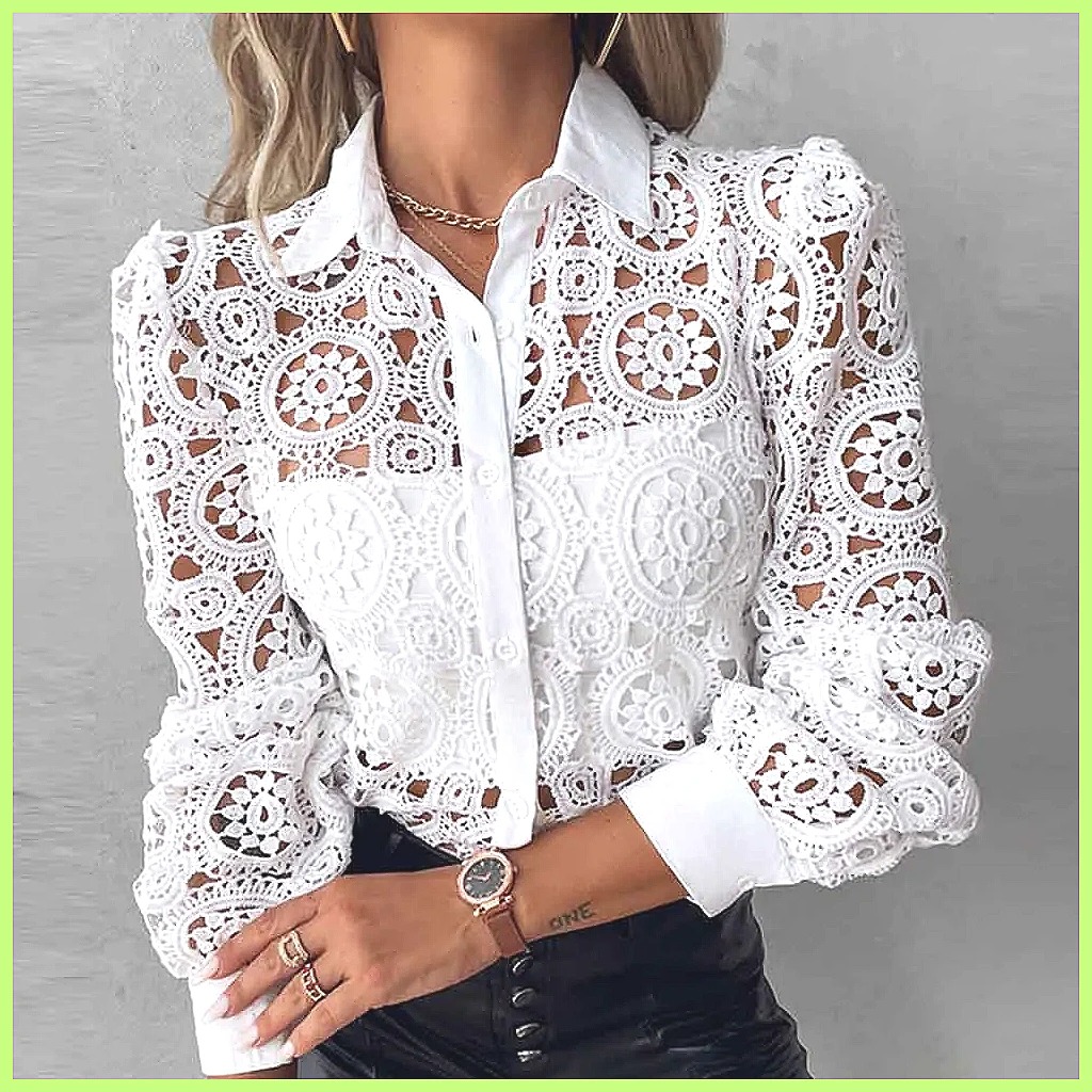 2025 Women's White Lace Shirt, - Blouses recension och pris