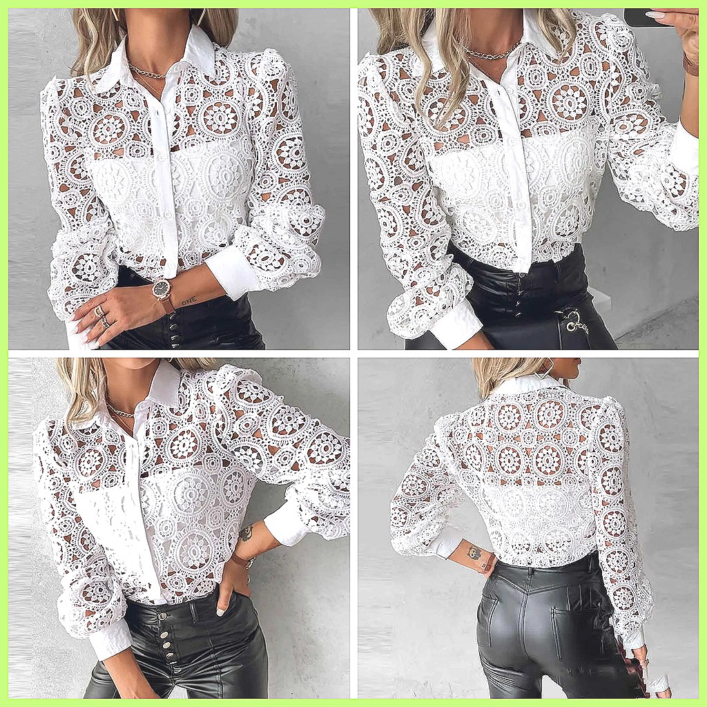 2025 Women's White Lace Shirt, - Blouses recension och pris