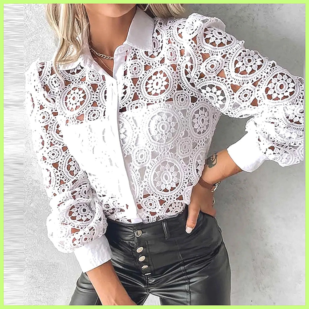 2025 Women's White Lace Shirt, - Blouses recension och pris