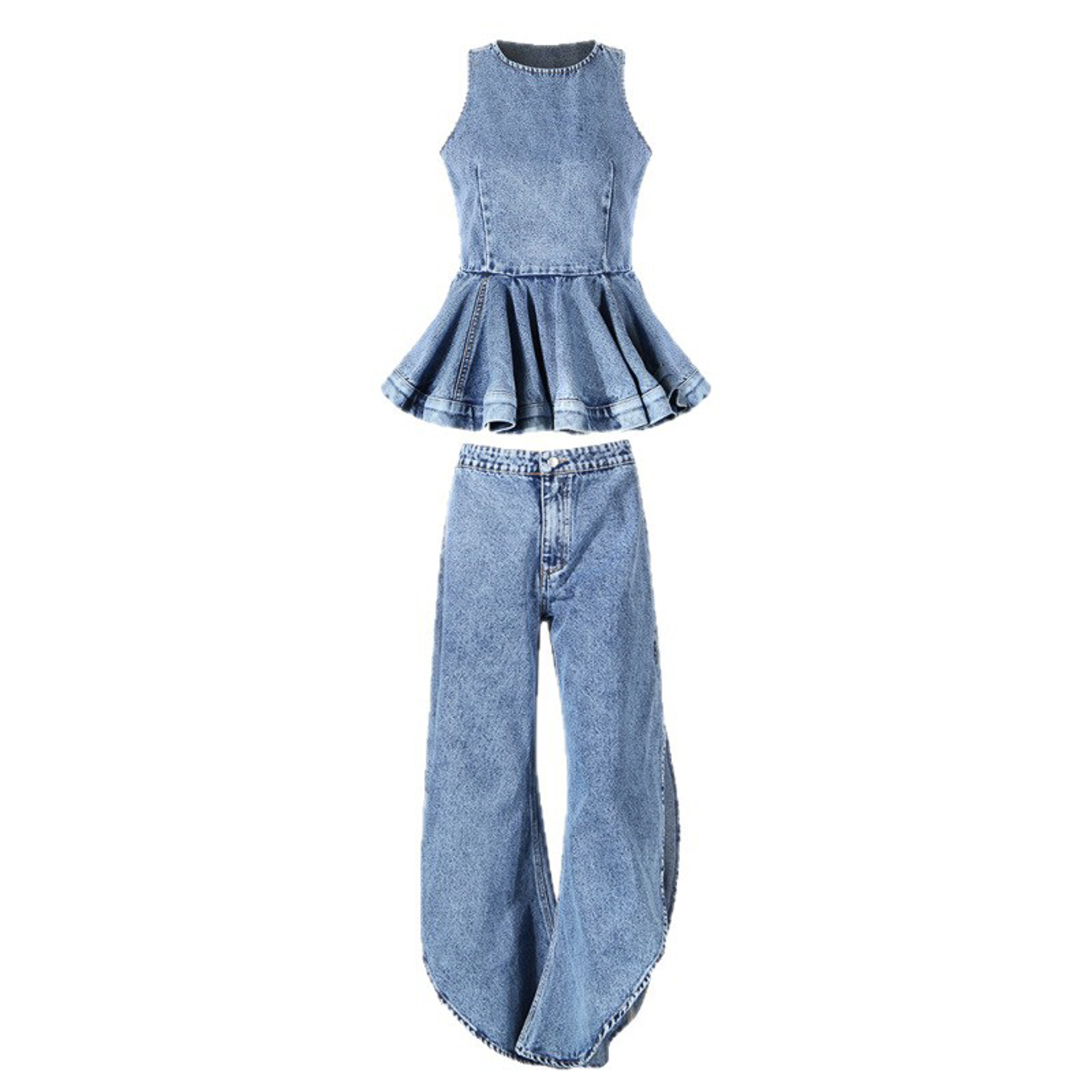 Y2K Women Denim Two Piece Outf - Jeans recension och pris