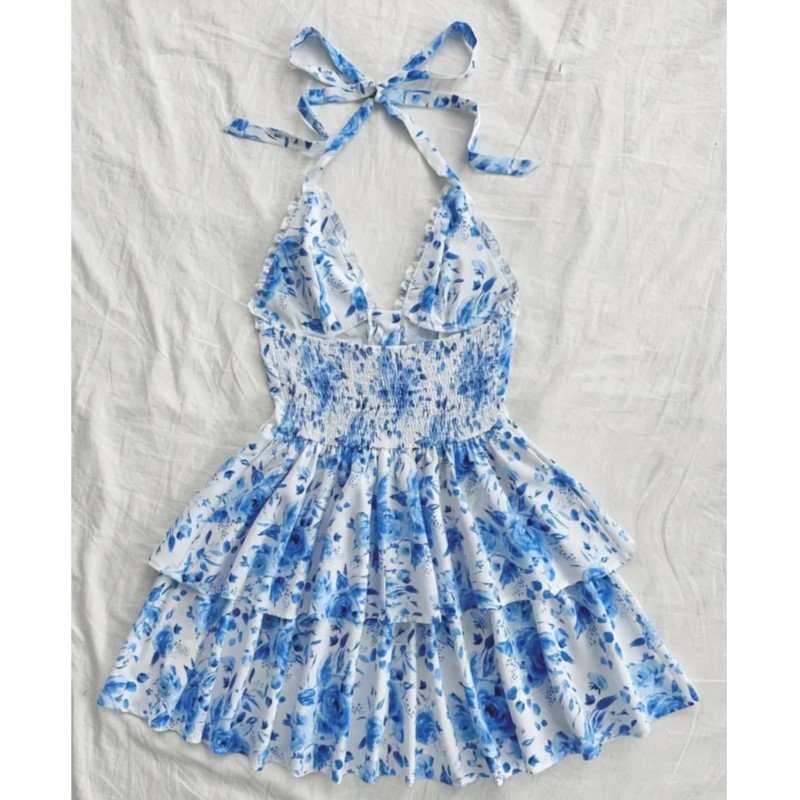 Women Vacation Style Retro Sho - French Vintage Floral Midi Dress recension och pris