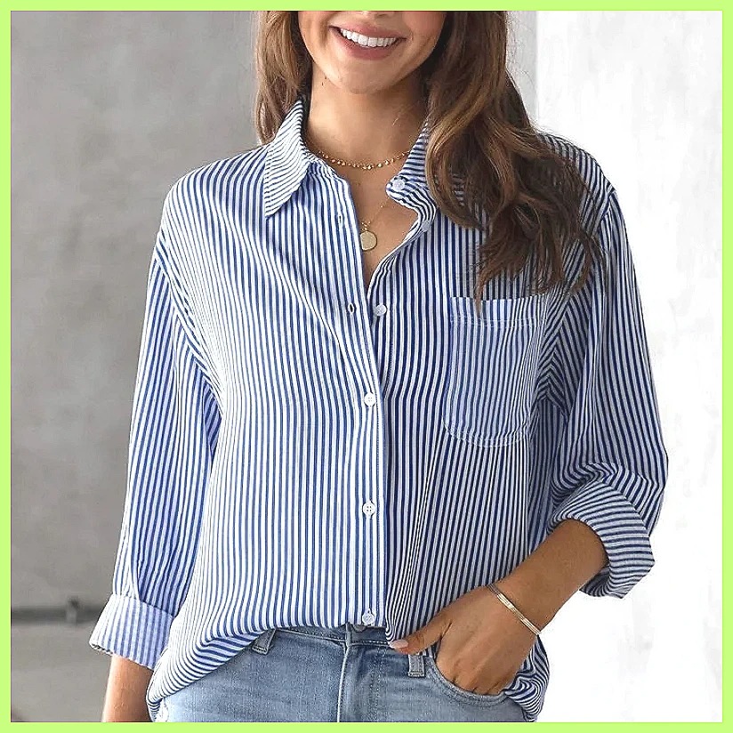 2025 New Striped Oversized Cot - Blouses recension och pris