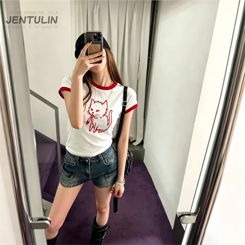 Korea Style Y2k 90s Crop Top H - Y2K Graphic Baby Tee Crop recension och pris