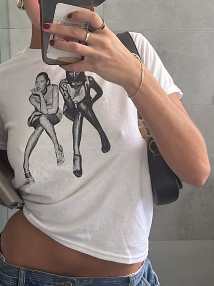Aesthetic Summer Baby Tee Stre - Y2K Graphic Baby Tee Crop recension och pris