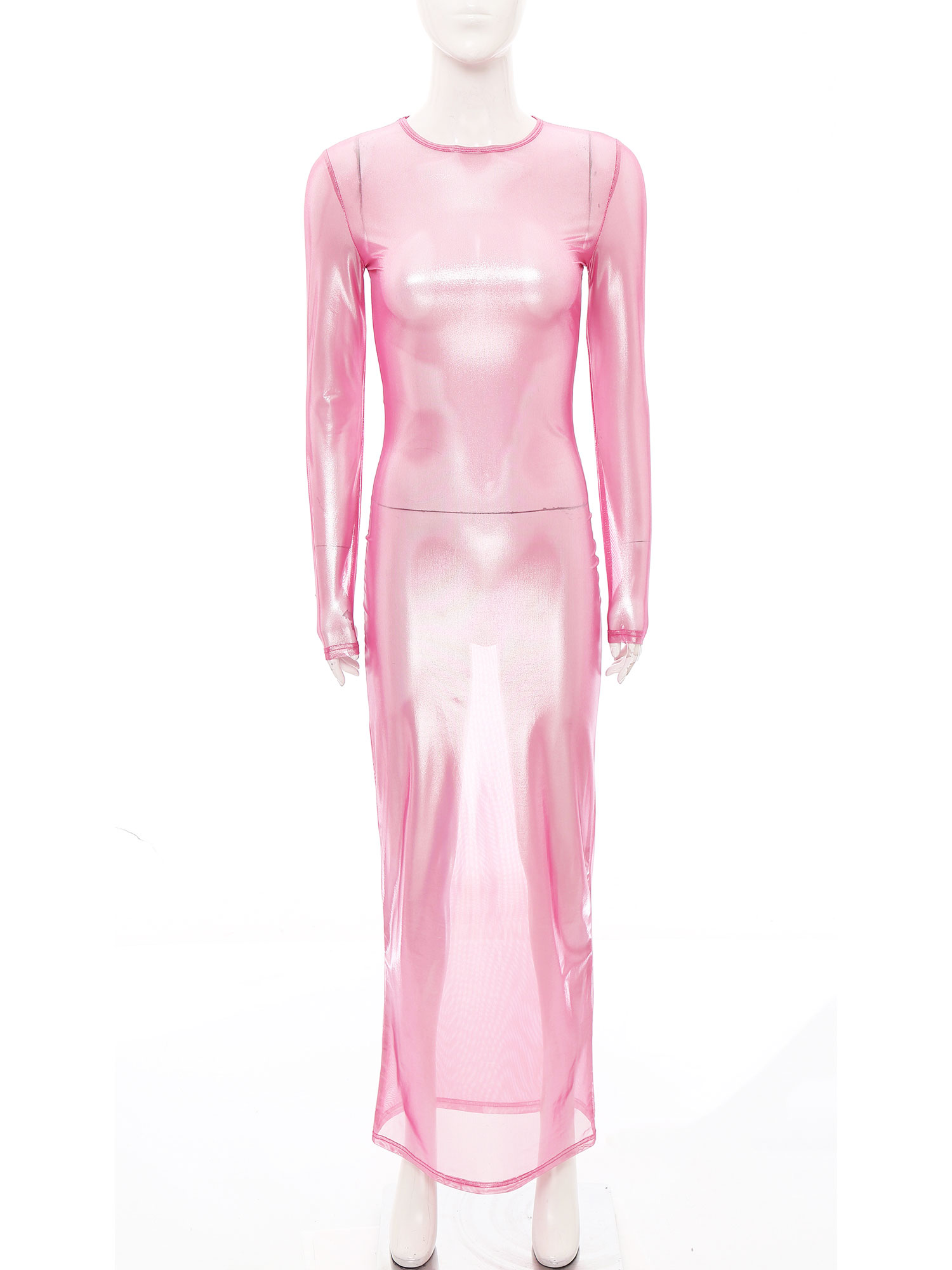 Womens Shiny Metallic Sheer Lo - Sexy Mesh Sheer Bodycon Dress recension och pris