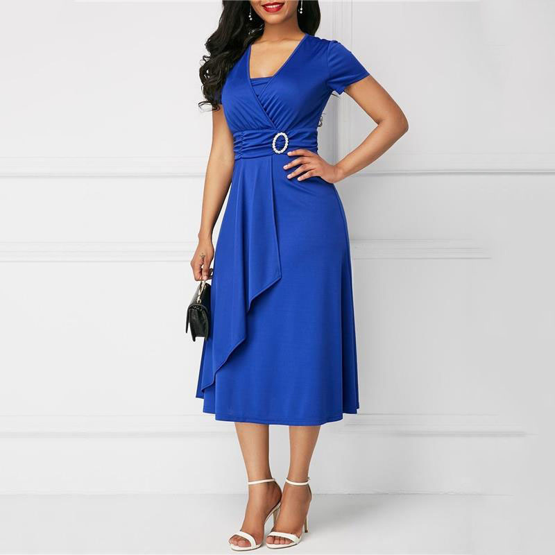 We.Fine Dress Women Solid Colo - French Vintage Floral Midi Dress recension och pris