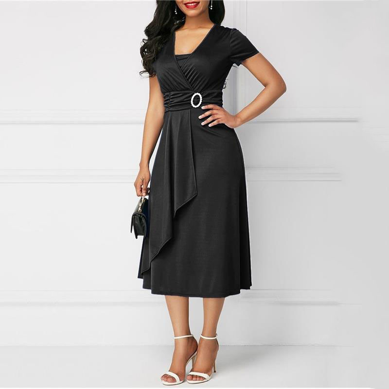 We.Fine Dress Women Solid Colo - French Vintage Floral Midi Dress recension och pris