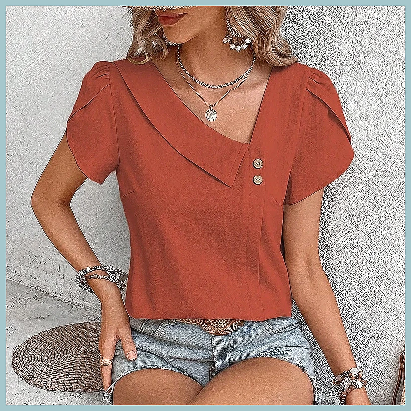 2024 Summer Vintage Solid Colo - Blouses recension och pris