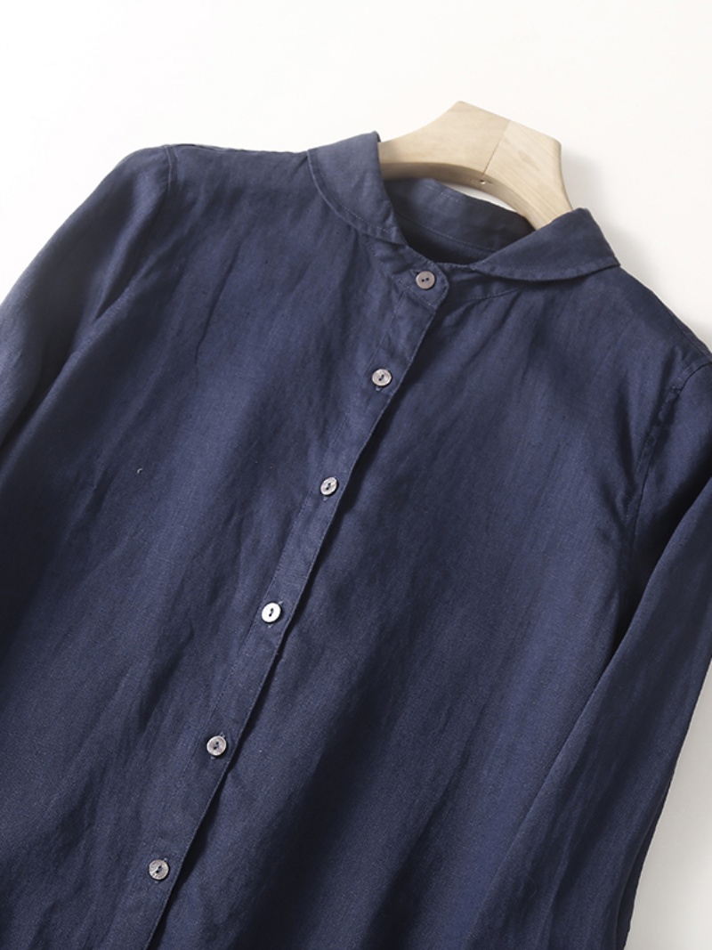 Linen Cotton Blend Long Sleeve - Casual Loose Linen Shirt Dress recension och pris