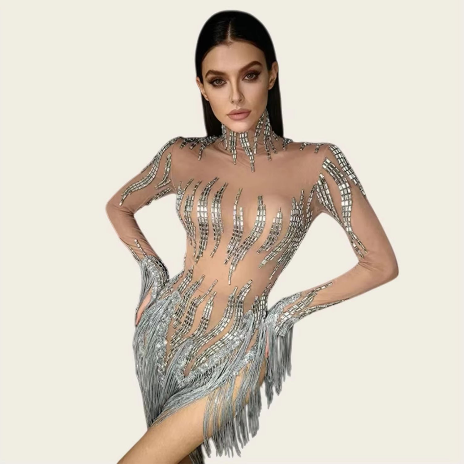 Sparkly Rhinestone Tassel Shor - Sparkly Rhinestone Club Party Dress recension och pris